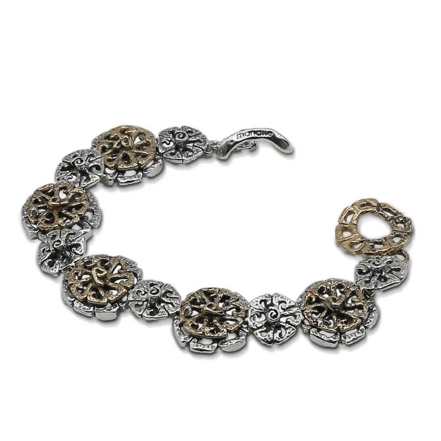 Bracciale snodato Girandole argento 925 e bronzo - BA107