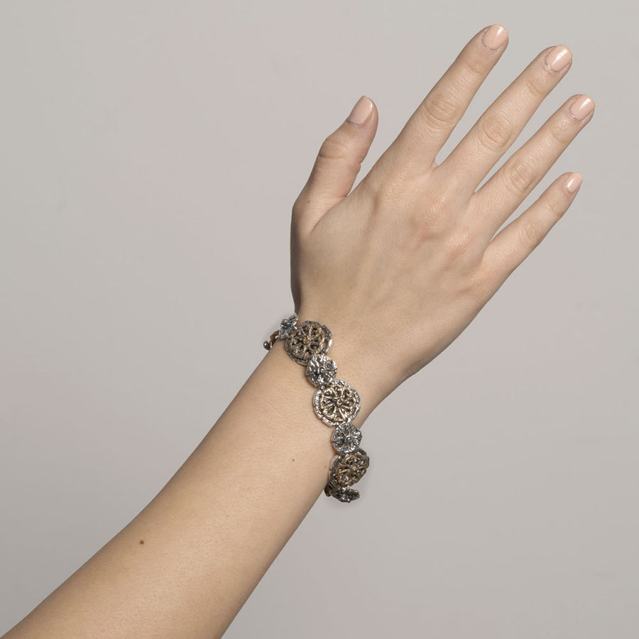 Bracciale snodato Girandole argento 925 e bronzo - BA107