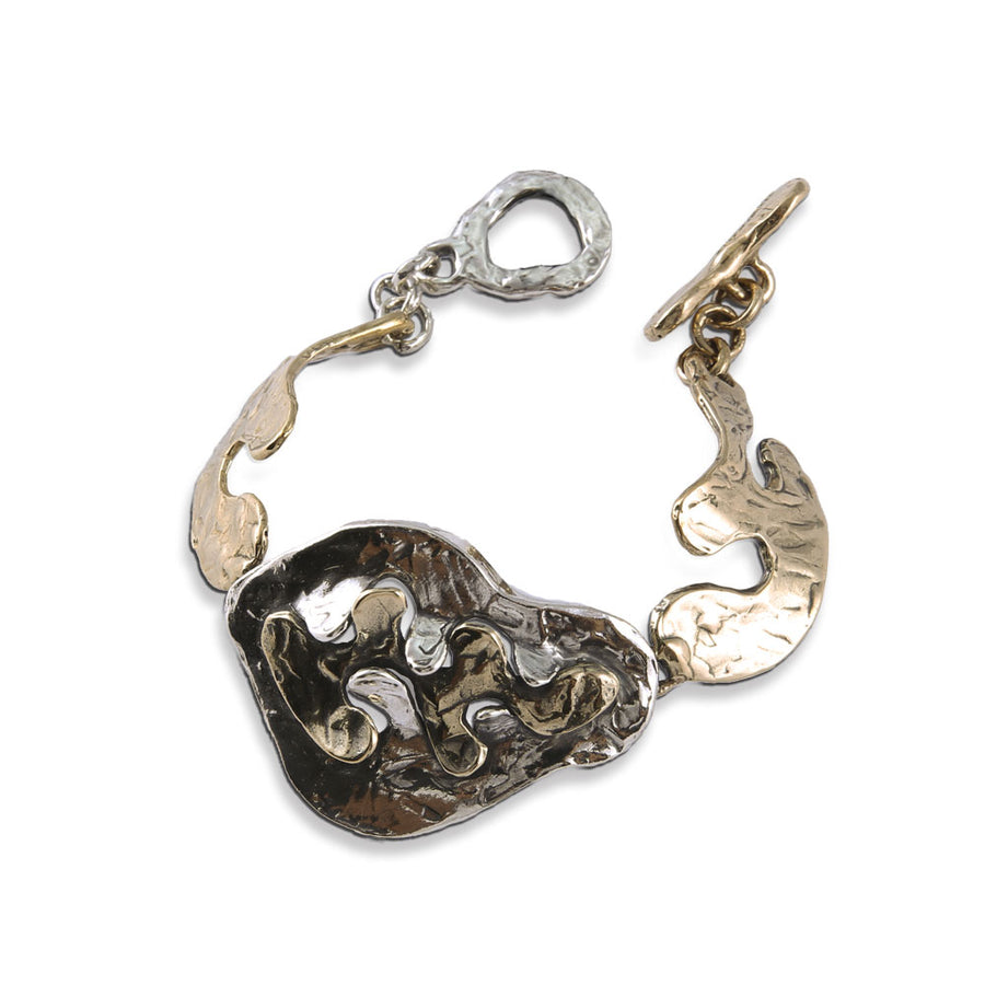 Bracciale semirigido Puzzle argento 925 e bronzo -  BA110
