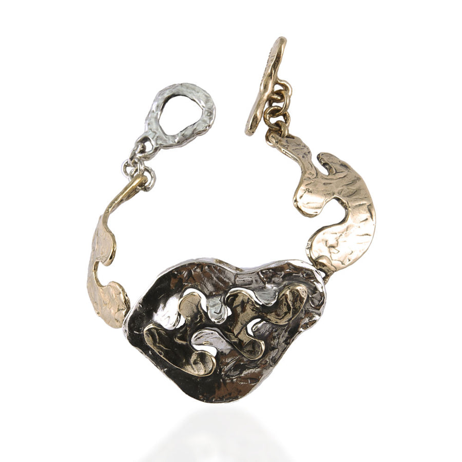 Bracciale semirigido Puzzle argento 925 e bronzo -  BA110