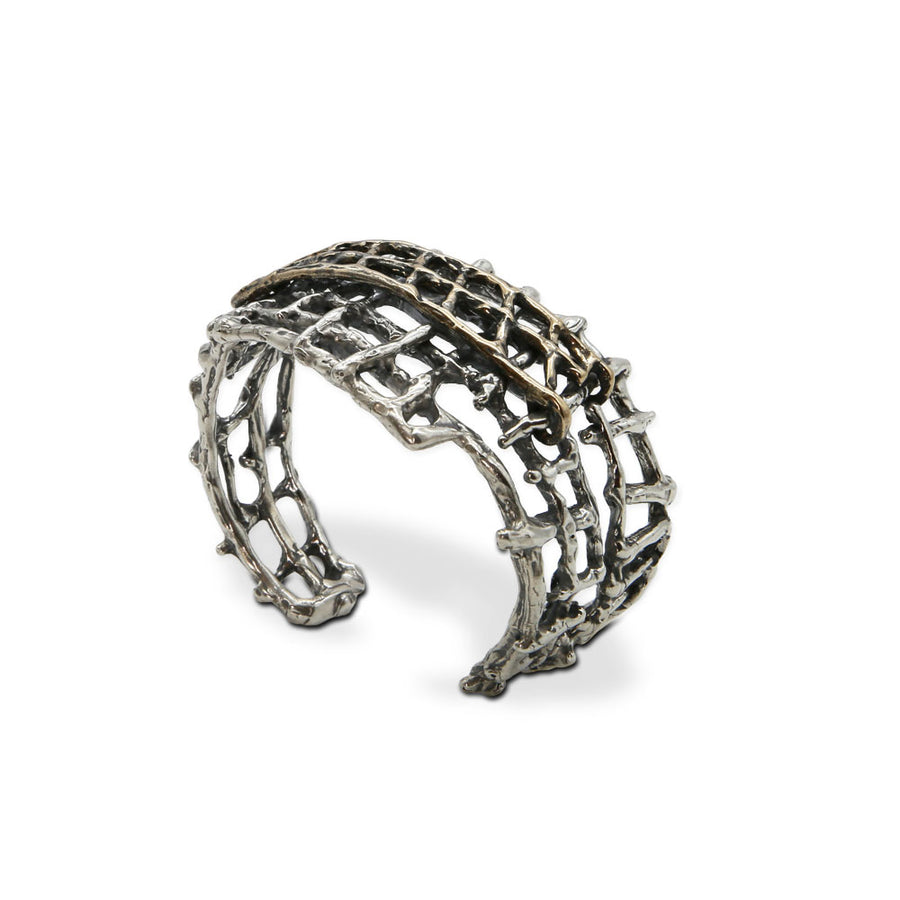 Bracciale rigido Ragnatela argento 925 e bronzo - BA111