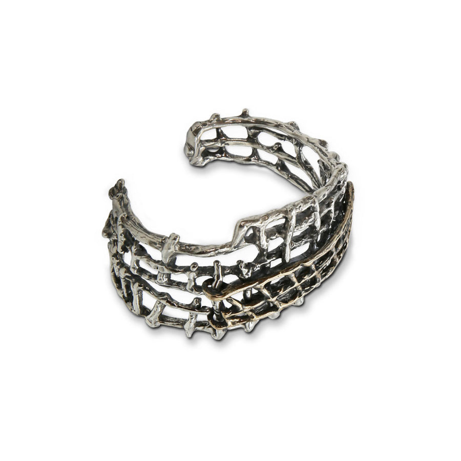 Bracciale rigido Ragnatela argento 925 e bronzo - BA111