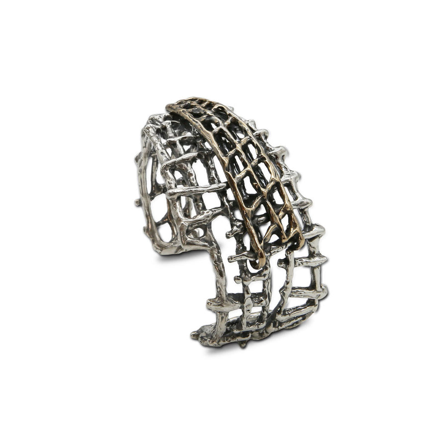 Bracciale rigido Ragnatela argento 925 e bronzo - BA111