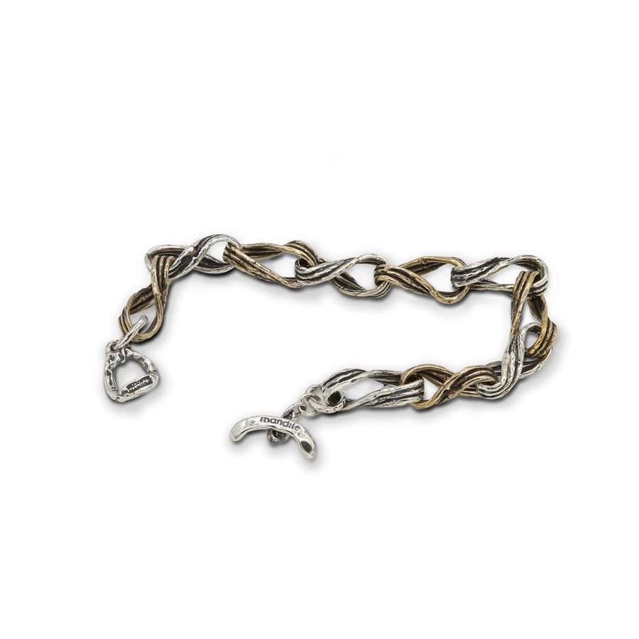 Bracciale maglie ritorte argento 925 e bronzo - BA125p