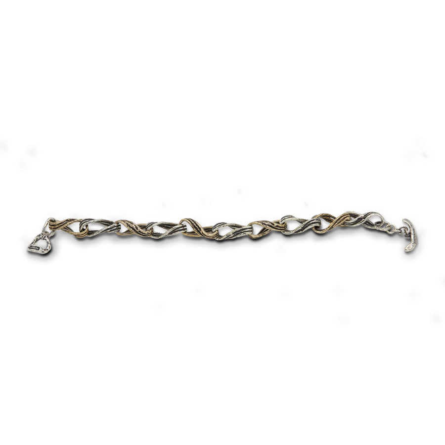 Bracciale maglie ritorte argento 925 e bronzo - BA125p