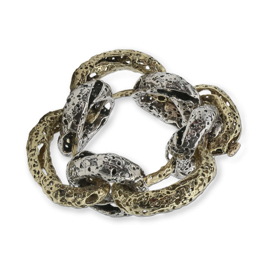 Bracciale snodato Galaxias maglie grandi argento 925 e bronzo - BA137