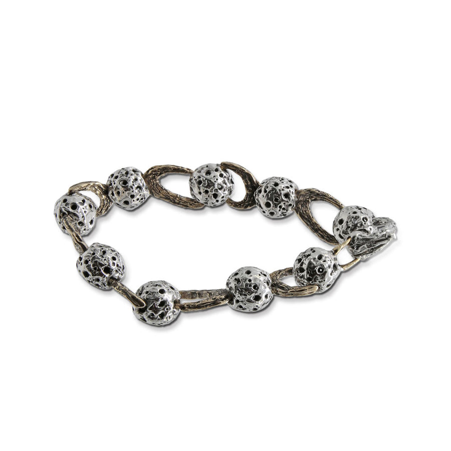 Bracciale snodato Galaxias sfere piccole argento 925 e bronzo - BA138