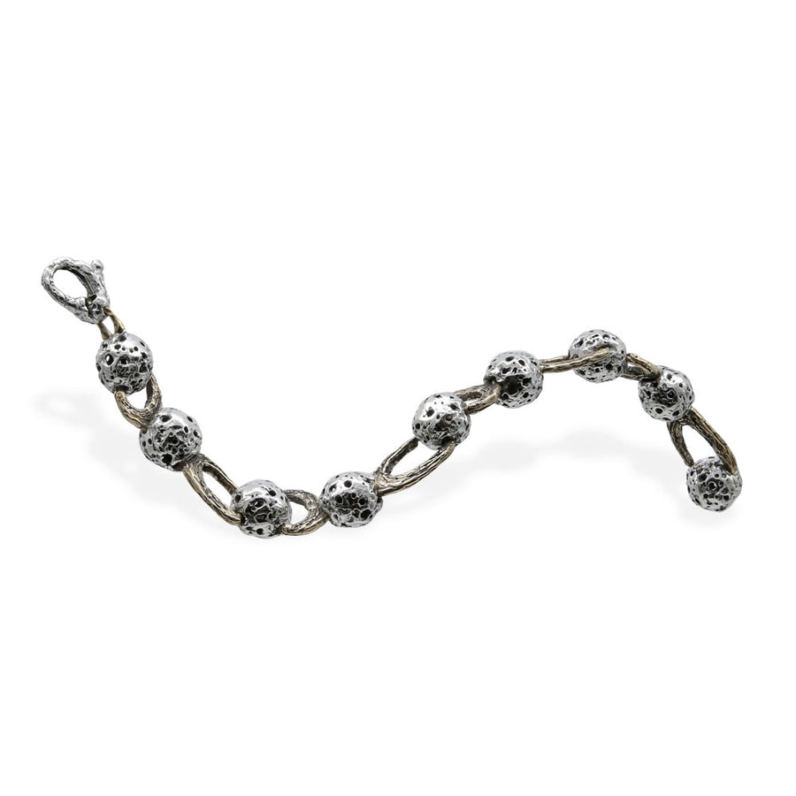 Bracciale snodato Galaxias sfere piccole argento 925 e bronzo - BA138