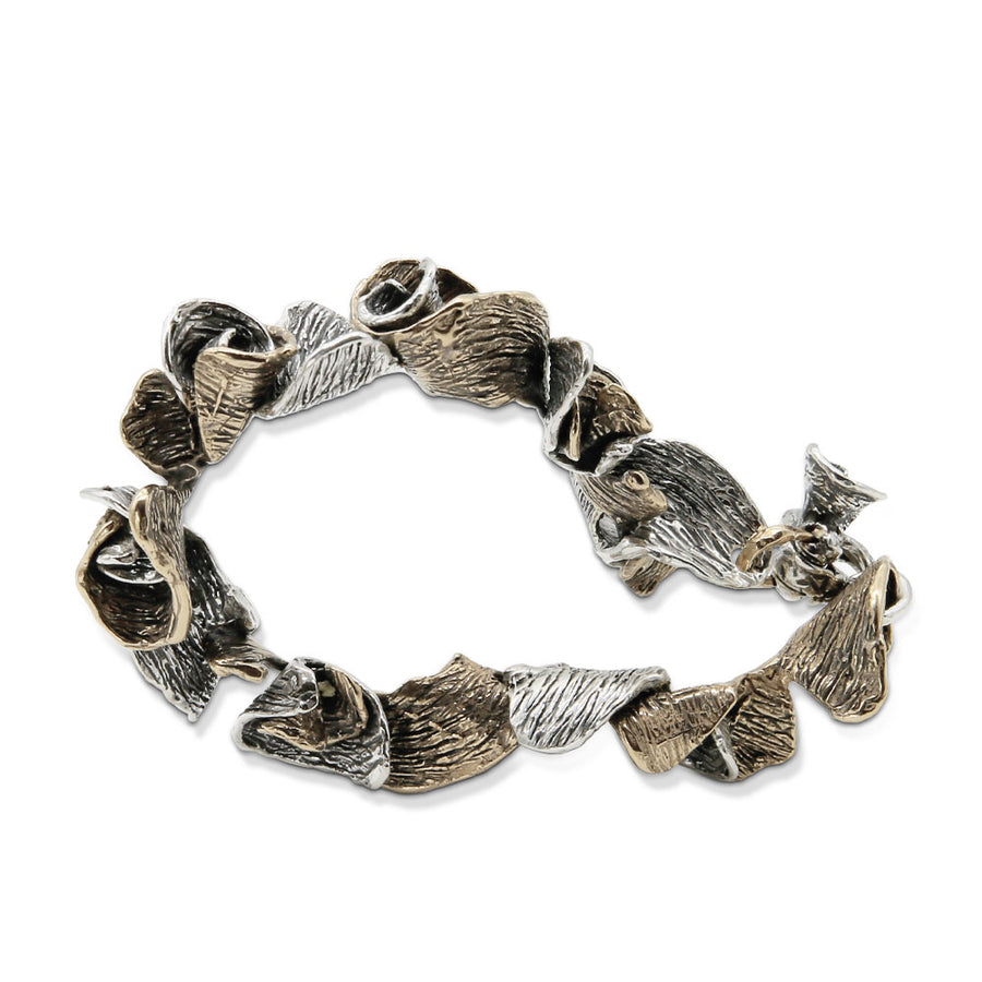 Bracciale snodato Pavonia argento 925 e bronzo - BA142