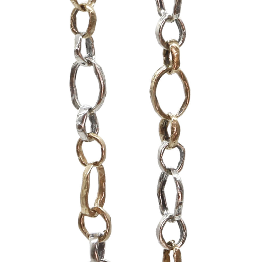 Collana longuette unisex maglia anelli ovali argento 925 e bronzo - CA030b