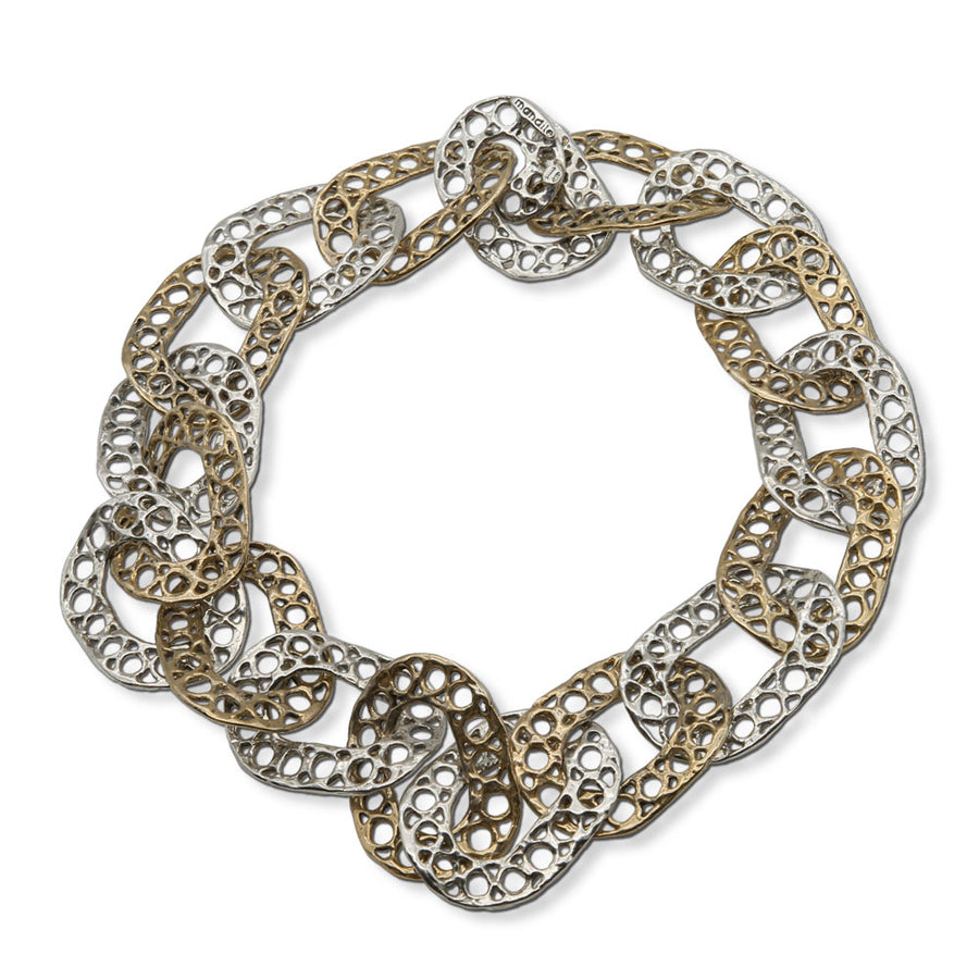 Collana collier Doppi cerchi argento 925 e bronzo - CA057