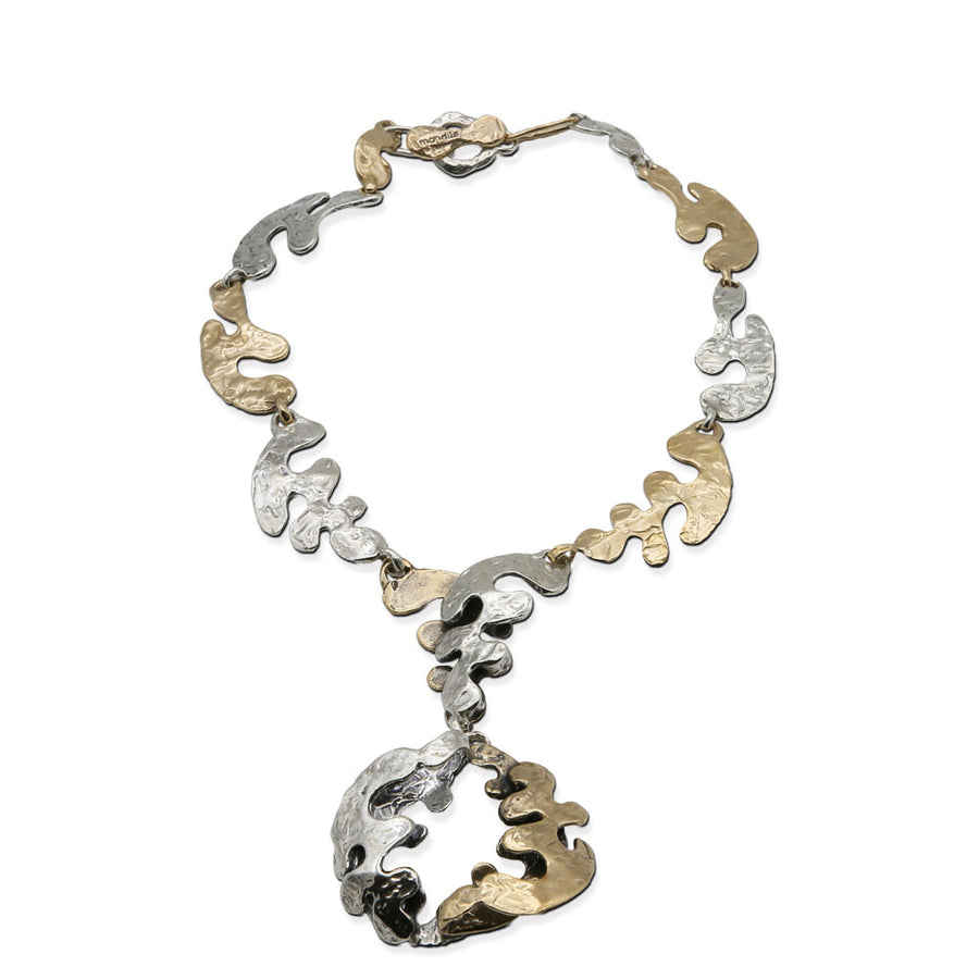 Collana girocollo Puzzle con centrale argento 925 e bronzo -  CA059
