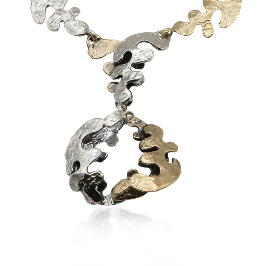 Collana girocollo Puzzle con centrale argento 925 e bronzo -  CA059