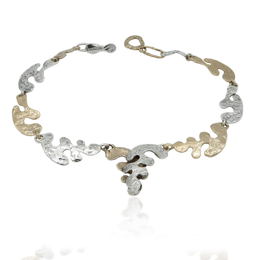 Collana girocollo Puzzle argento 925 e bronzo -  CA059b