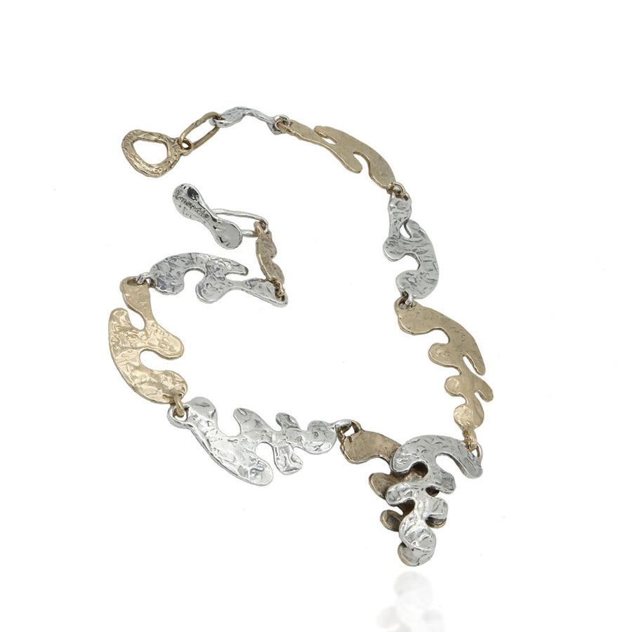 Collana girocollo Puzzle argento 925 e bronzo -  CA059b