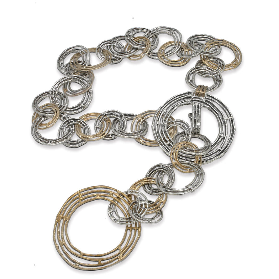 Collana lunga saliscendi  Cerchi  argento 925 e bronzo -  CA069