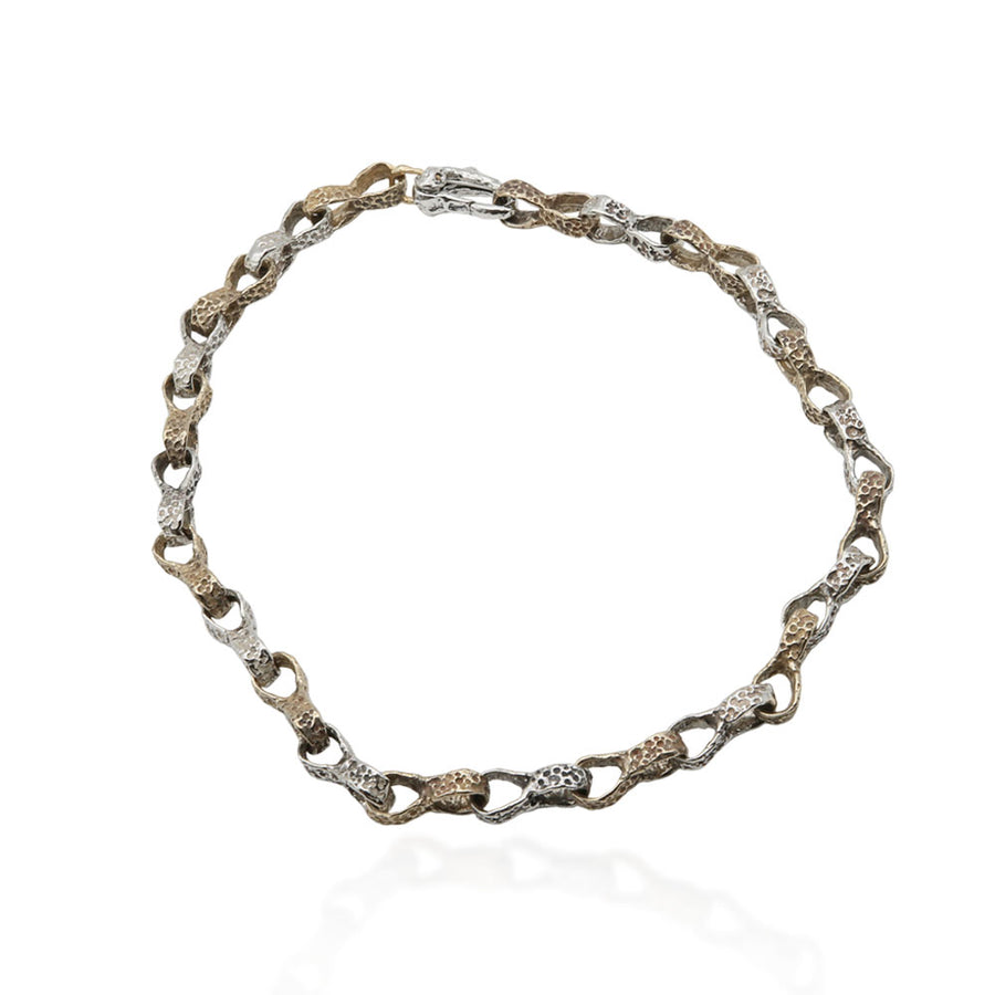 Collana girocollo unisex maglia anelli a otto in argento 925 e bronzo  - CA100