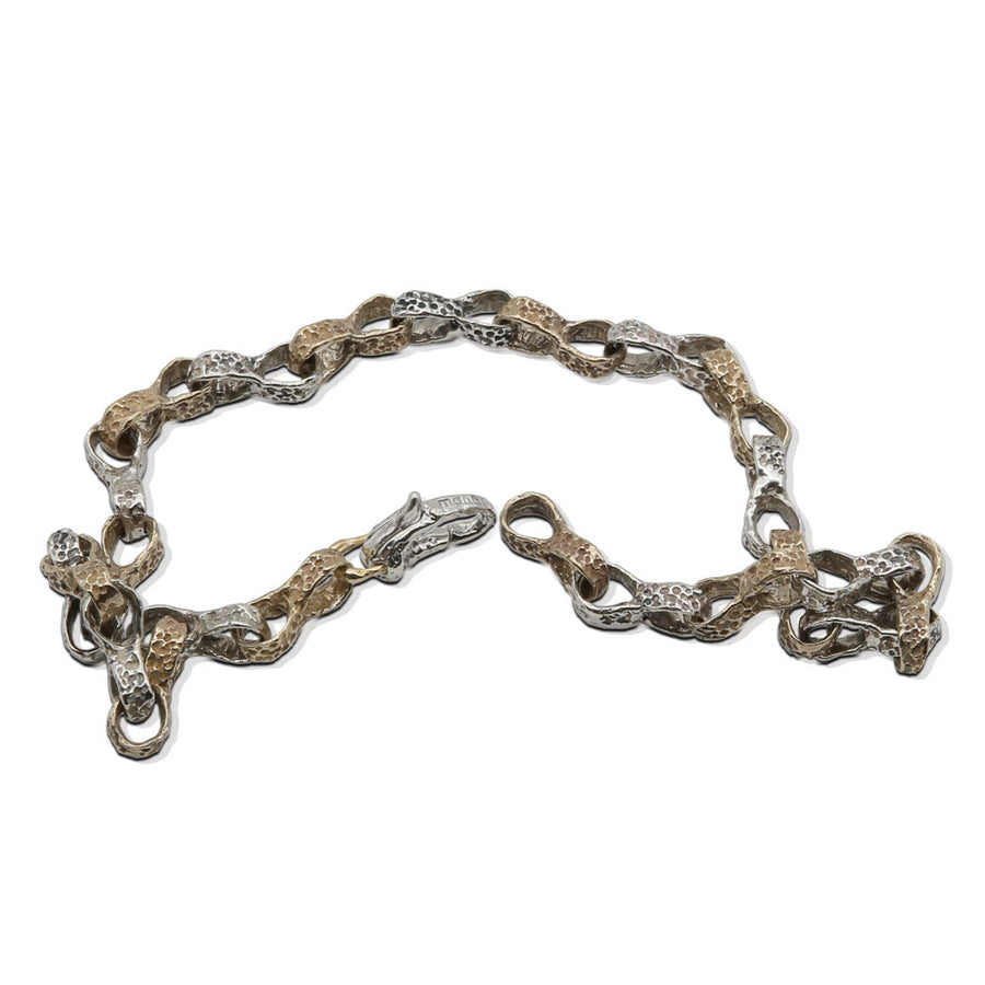 Collana girocollo unisex maglia anelli a otto in argento 925 e bronzo  - CA100