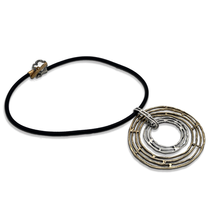 Pendente Cerchi e fili argento 925 e bronzo - CR053