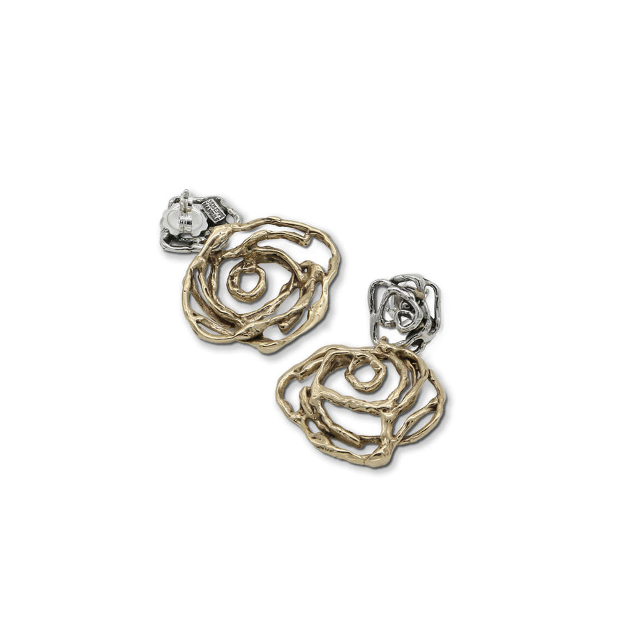 Orecchini pendenti Rose argento 925 e bronzo - ORA103
