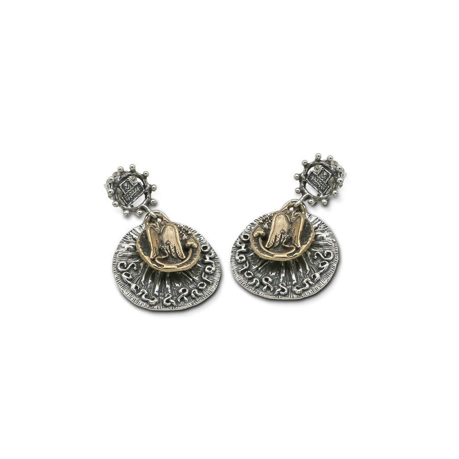Orecchini pendenti Sacro e Profano argento 925 e bronzo - ORA024