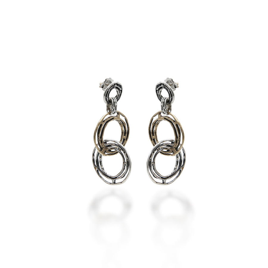 Orecchini pendenti Cerchi argento 925 e bronzo -  ORA027