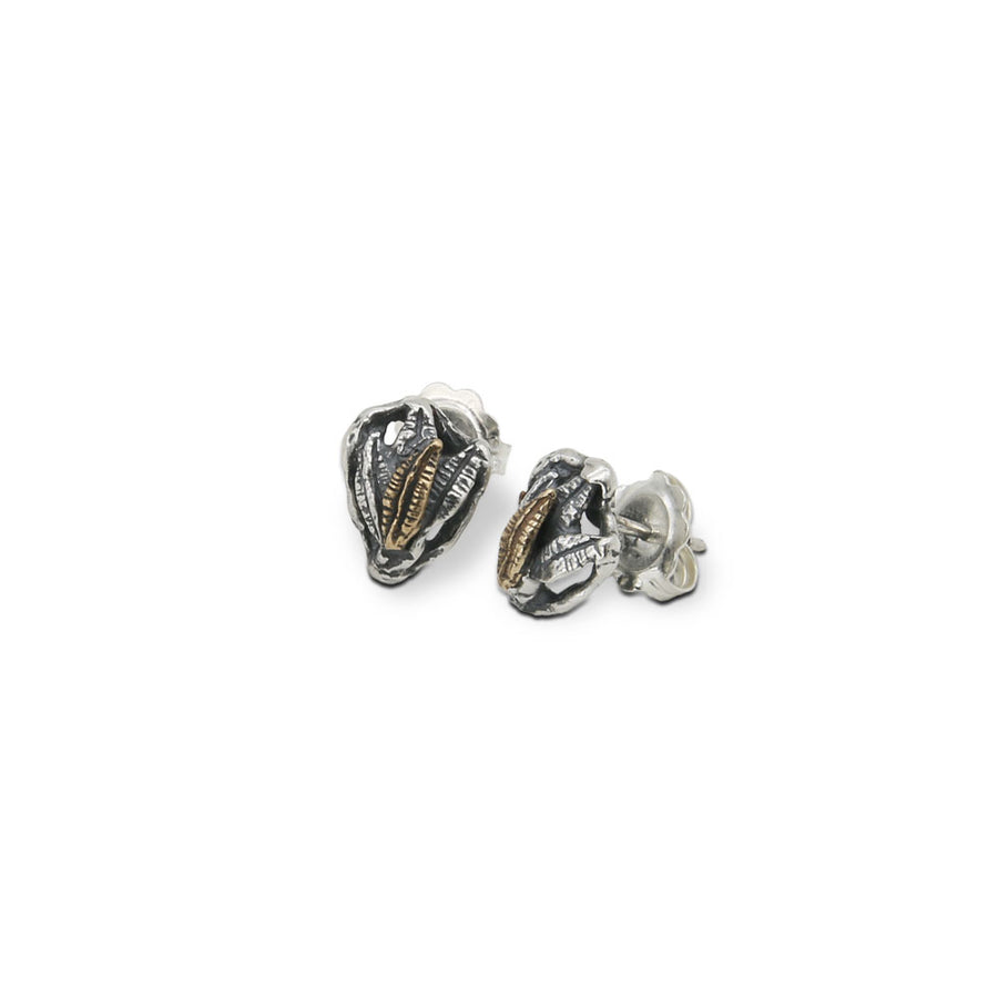 Orecchini bottone Regina argento 925 e bronzo - ORA073a