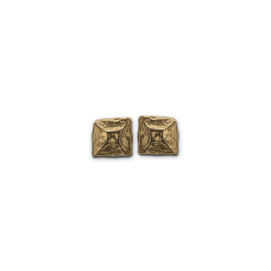 Orecchini bottone Quadrati argento 925 e bronzo - ORA083c